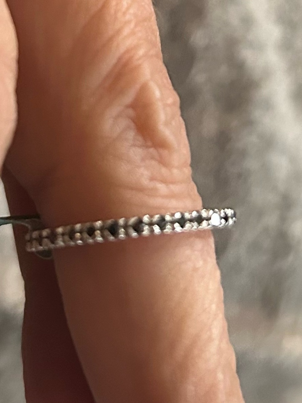 14k white gold black diamond band size6.5 diamonds ho 9/10th way around